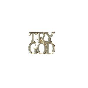 Vtg. 1977 Tiffany & Co. "TRY GOD" Sterling Lapel Pin  1/2"